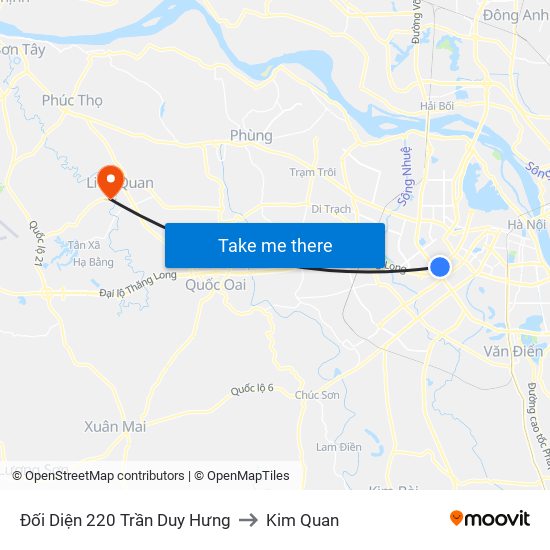 Đối Diện 220 Trần Duy Hưng to Kim Quan map