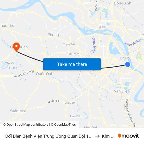 Đối Diện Bệnh Viện Trung Ương Quân Đội 108 - Trần Hưng Đạo to Kim Quan map