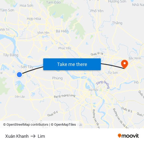 Xuân Khanh to Lim map