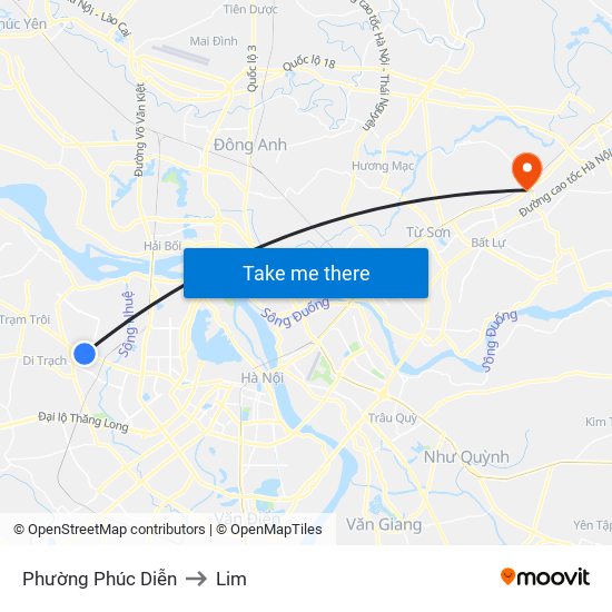 Phường Phúc Diễn to Lim map