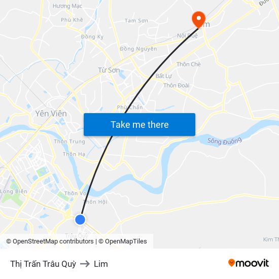 Thị Trấn Trâu Quỳ to Lim map