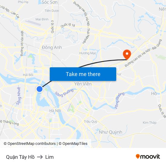 Quận Tây Hồ to Lim map