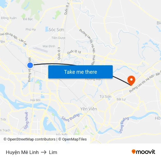 Huyện Mê Linh to Lim map