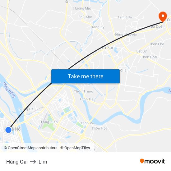 Hàng Gai to Lim map