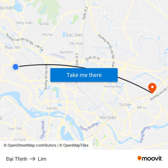 Đại Thịnh to Lim map