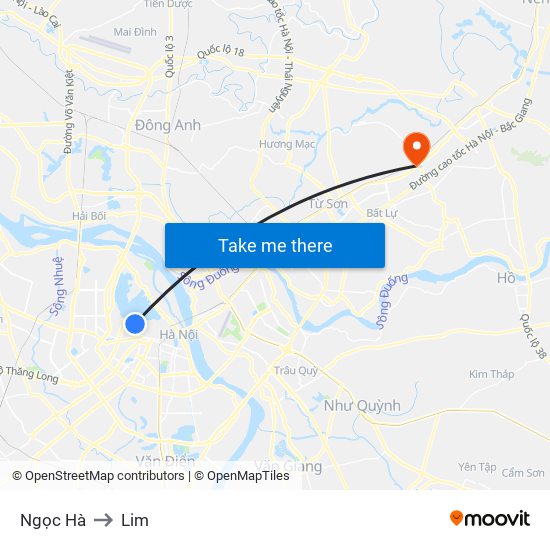 Ngọc Hà to Lim map