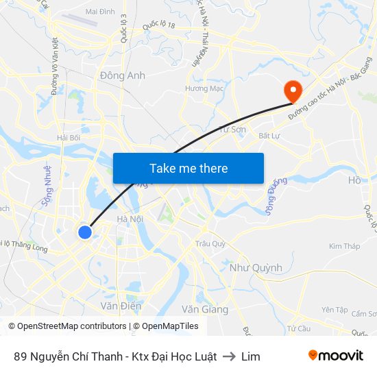 89 Nguyễn Chí Thanh - Ktx Đại Học Luật to Lim map