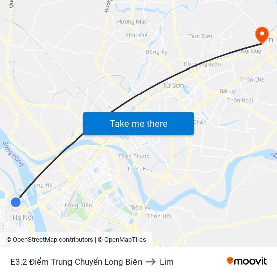 E3.2 Điểm Trung Chuyển Long Biên to Lim map