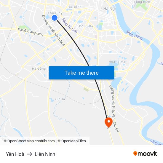 Yên Hoà to Liên Ninh map