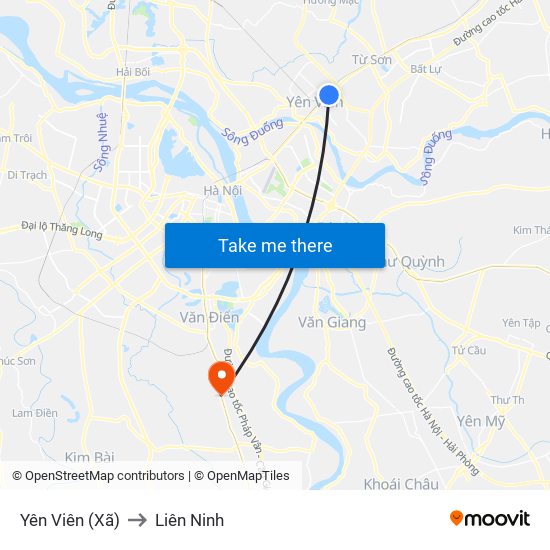 Yên Viên (Xã) to Liên Ninh map