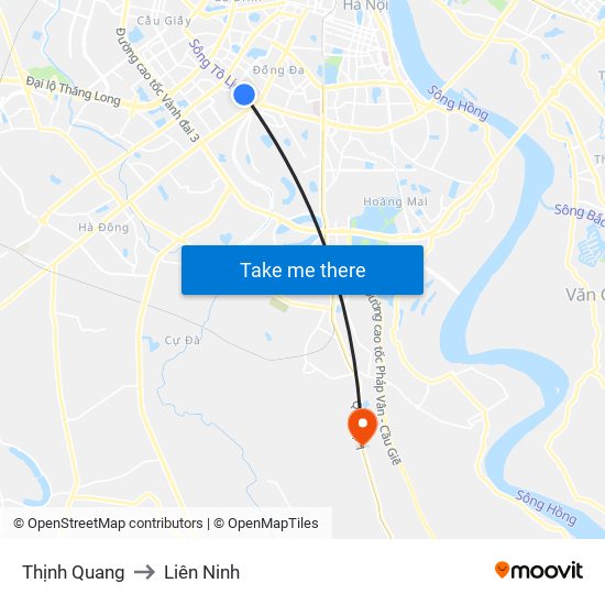 Thịnh Quang to Liên Ninh map