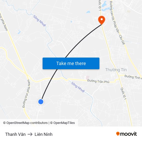 Thanh Văn to Liên Ninh map