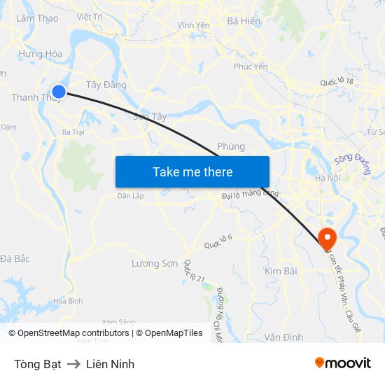 Tòng Bạt to Liên Ninh map