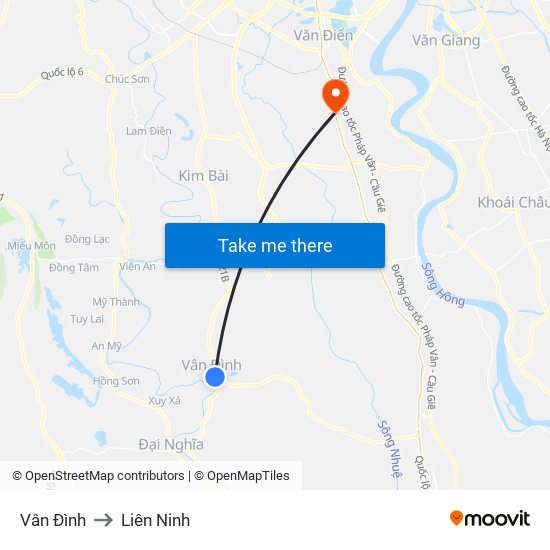 Vân Đình to Liên Ninh map
