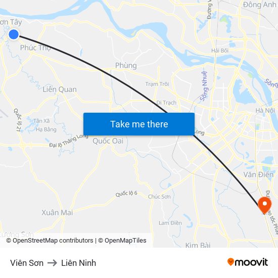 Viên Sơn to Liên Ninh map