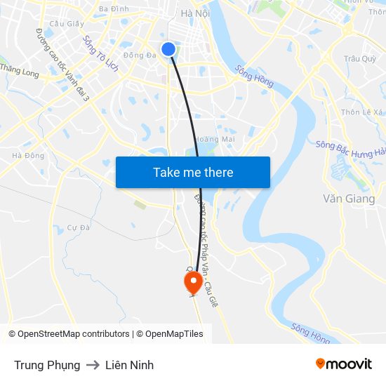 Trung Phụng to Liên Ninh map