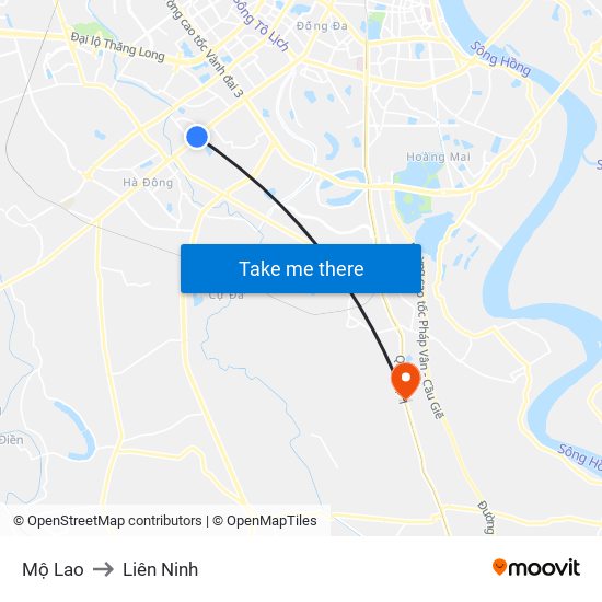 Mộ Lao to Liên Ninh map