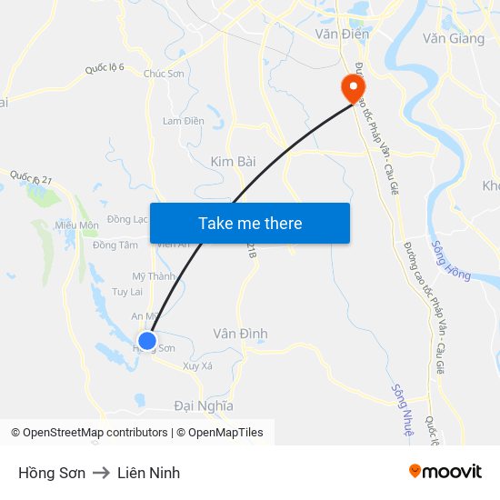 Hồng Sơn to Liên Ninh map