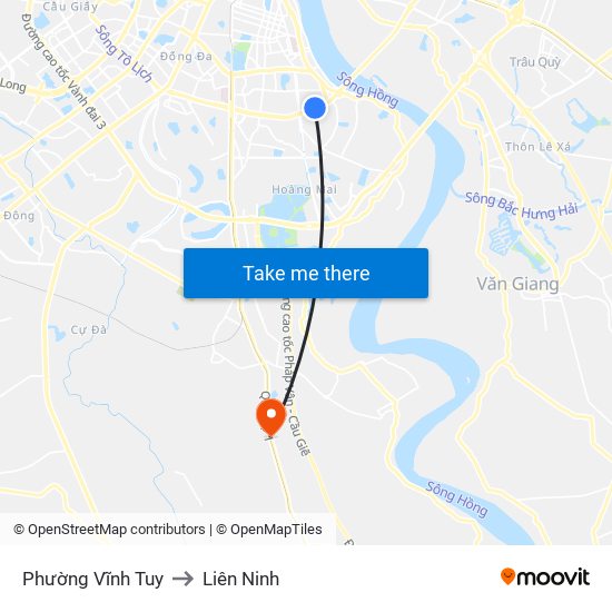 Phường Vĩnh Tuy to Liên Ninh map