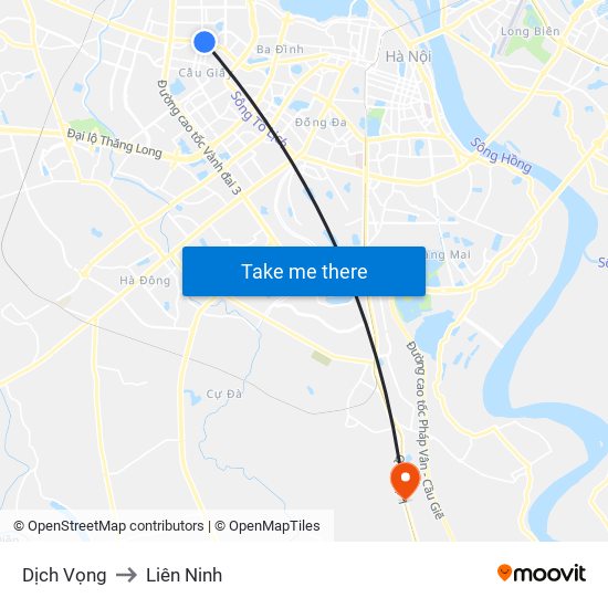 Dịch Vọng to Liên Ninh map
