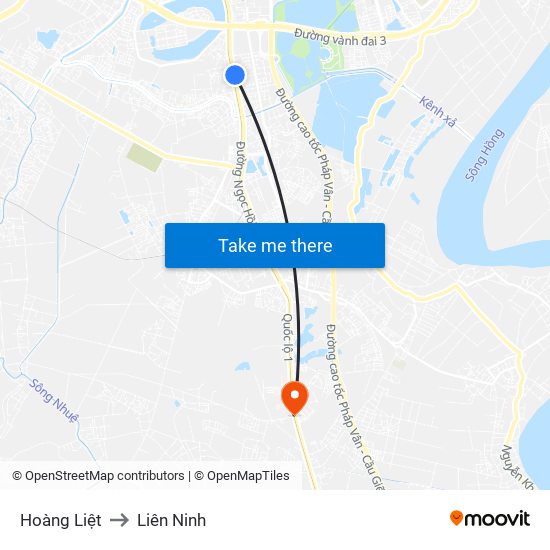 Hoàng Liệt to Liên Ninh map