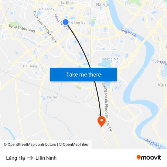 Láng Hạ to Liên Ninh map