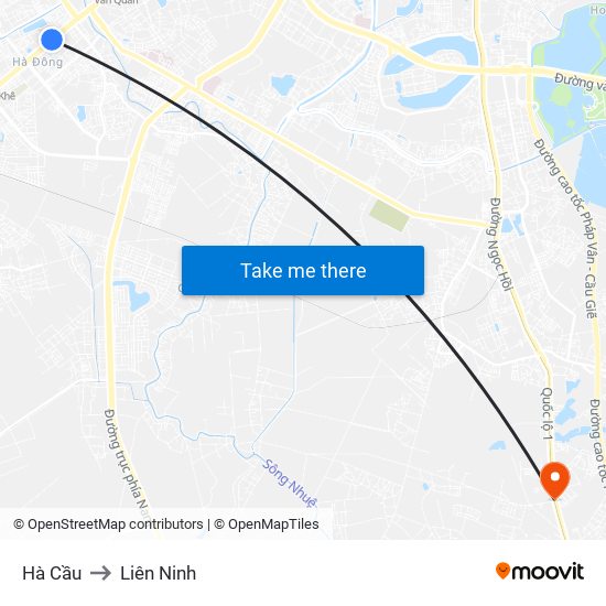 Hà Cầu to Liên Ninh map