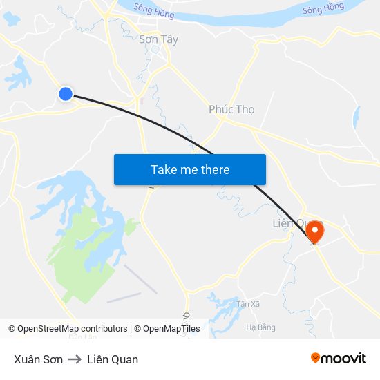 Xuân Sơn to Liên Quan map