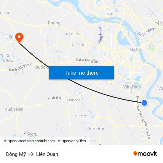 Đông Mỹ to Liên Quan map