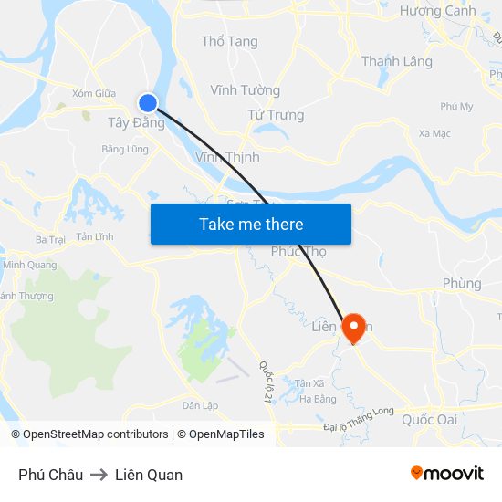 Phú Châu to Liên Quan map