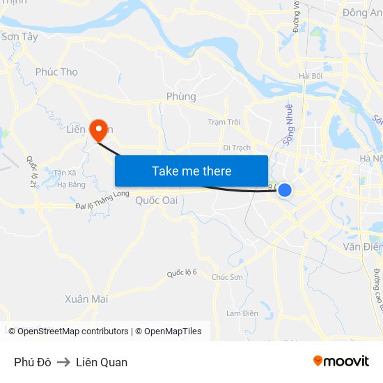 Phú Đô to Liên Quan map