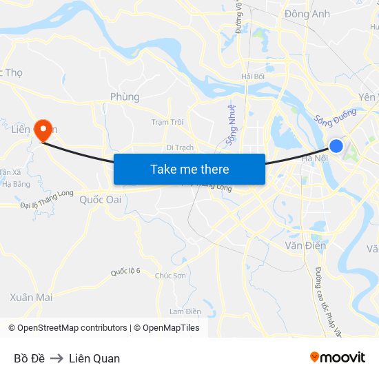 Bồ Đề to Liên Quan map