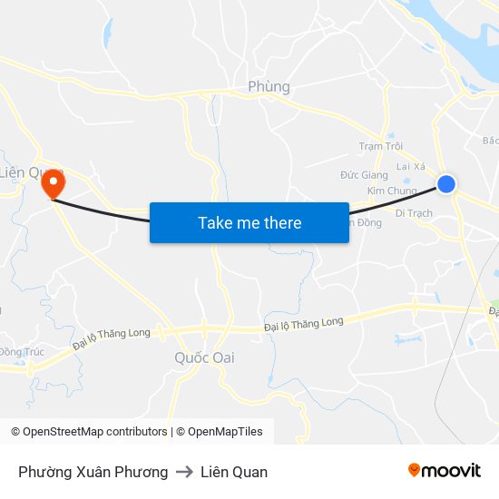 Phường Xuân Phương to Liên Quan map