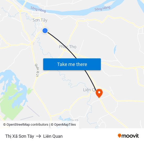 Thị Xã Sơn Tây to Liên Quan map