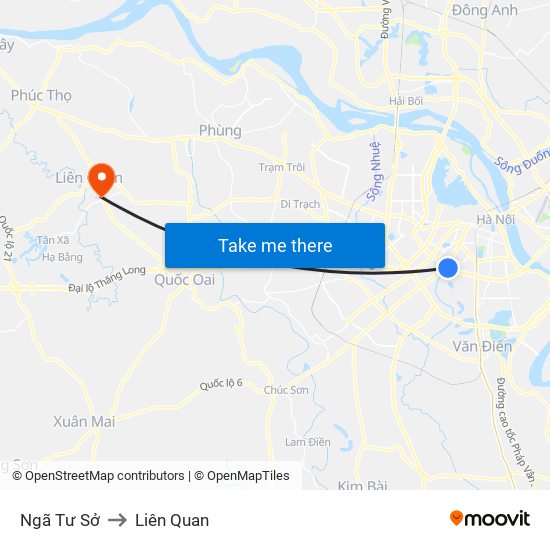 Ngã Tư Sở to Liên Quan map