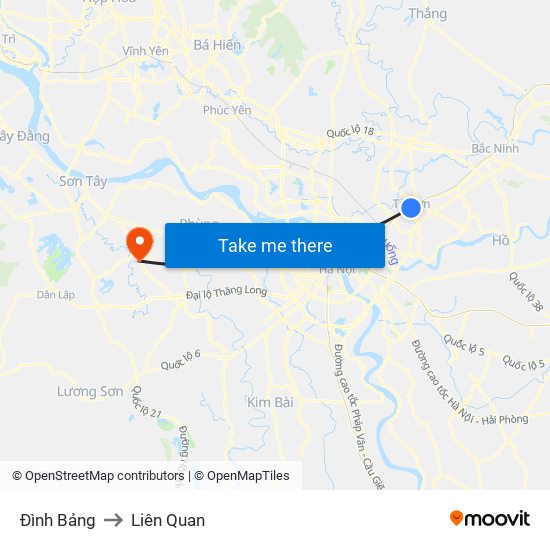 Đình Bảng to Liên Quan map