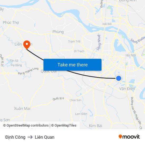 Định Công to Liên Quan map