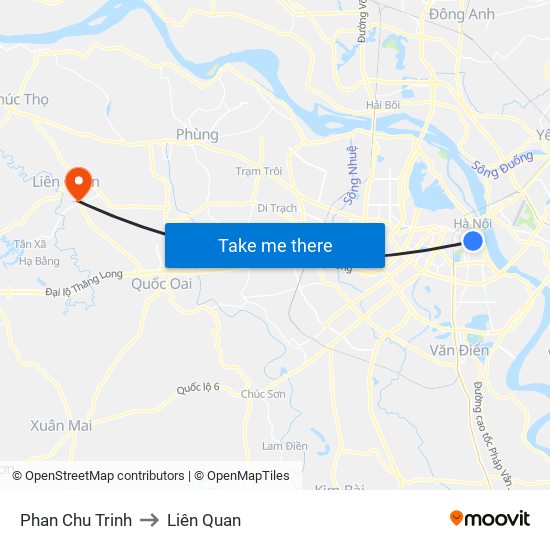 Phan Chu Trinh to Liên Quan map