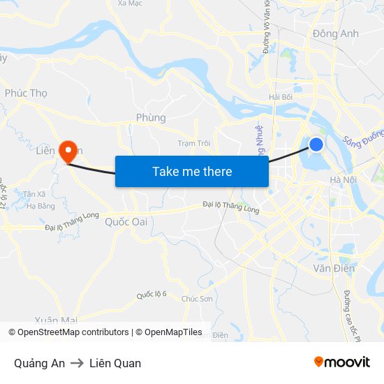 Quảng An to Liên Quan map