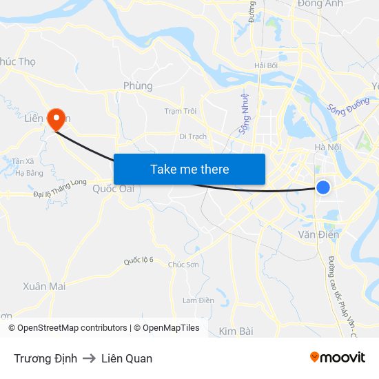 Trương Định to Liên Quan map