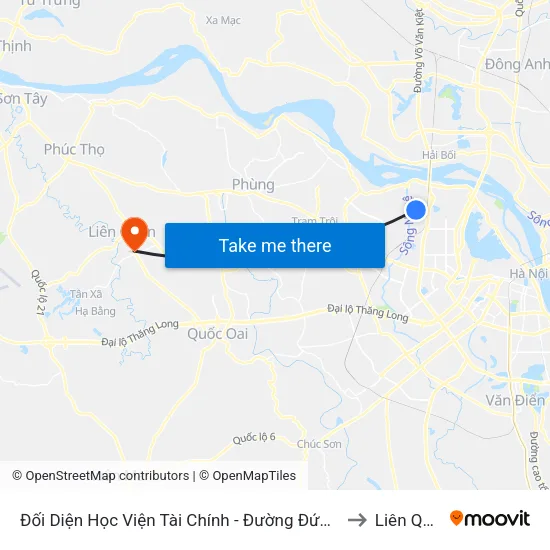 Đối Diện Học Viện Tài Chính - Đường Đức Thắng to Liên Quan map