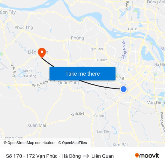 Số 170 - 172 Vạn Phúc - Hà Đông to Liên Quan map