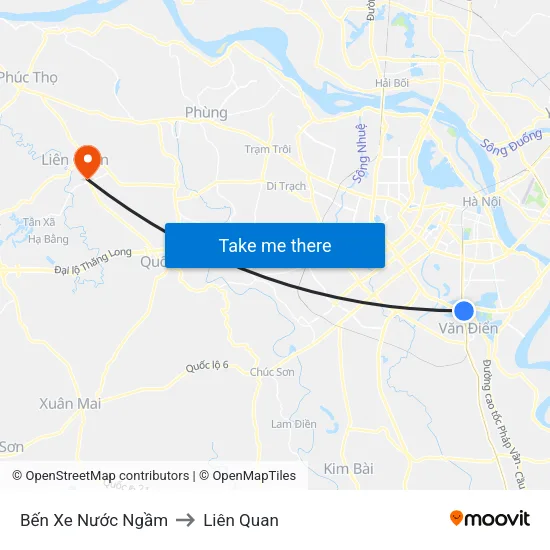Bến Xe Nước Ngầm to Liên Quan map