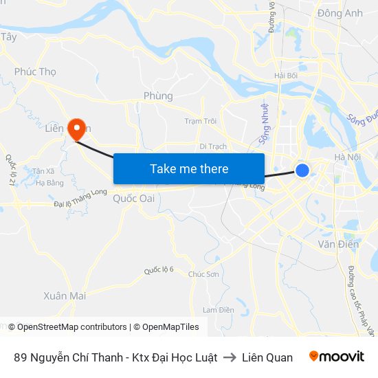 89 Nguyễn Chí Thanh - Ktx Đại Học Luật to Liên Quan map