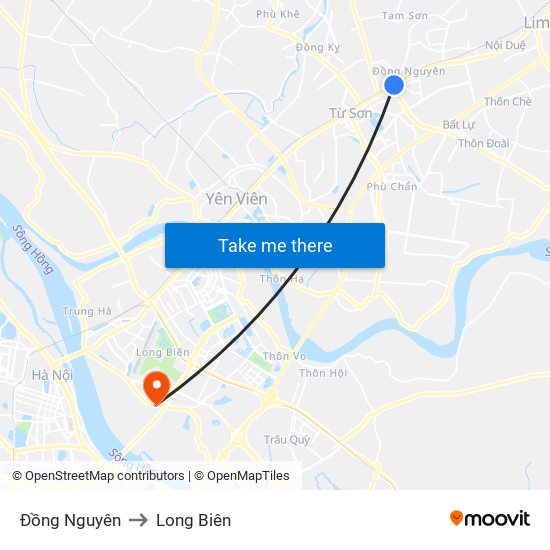 Đồng Nguyên to Long Biên map