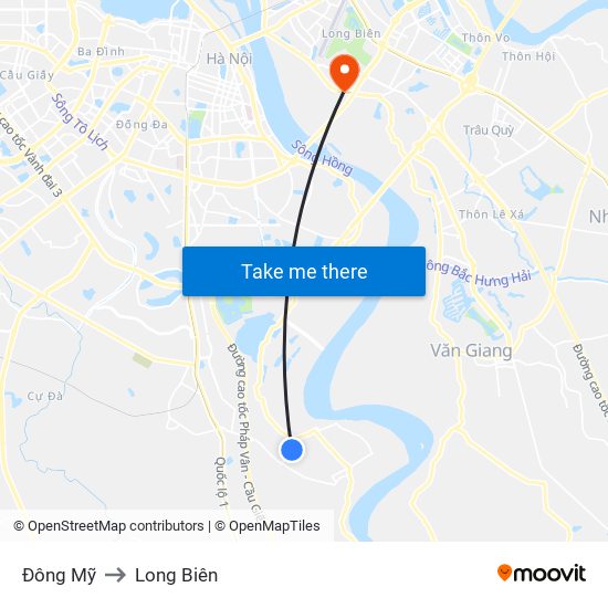 Đông Mỹ to Long Biên map