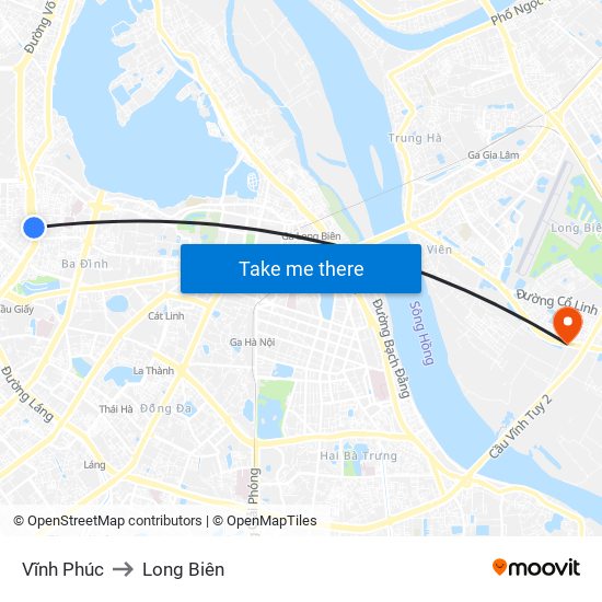Vĩnh Phúc to Long Biên map