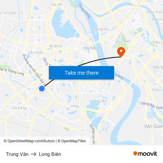 Trung Văn to Long Biên map