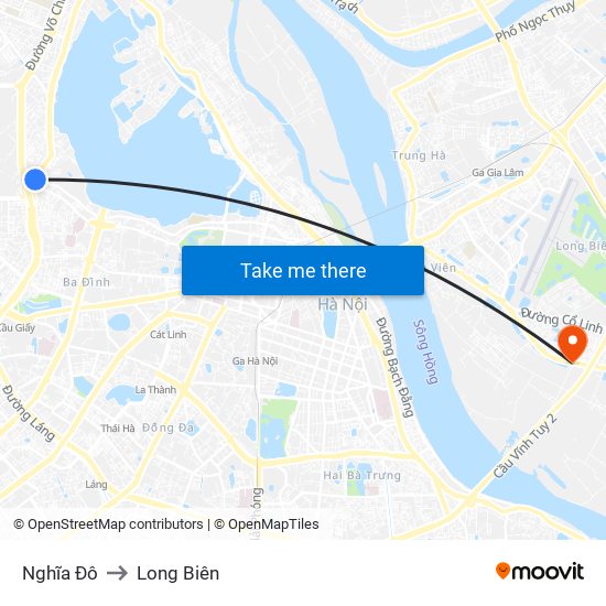 Nghĩa Đô to Long Biên map