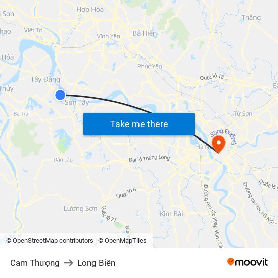 Cam Thượng to Long Biên map